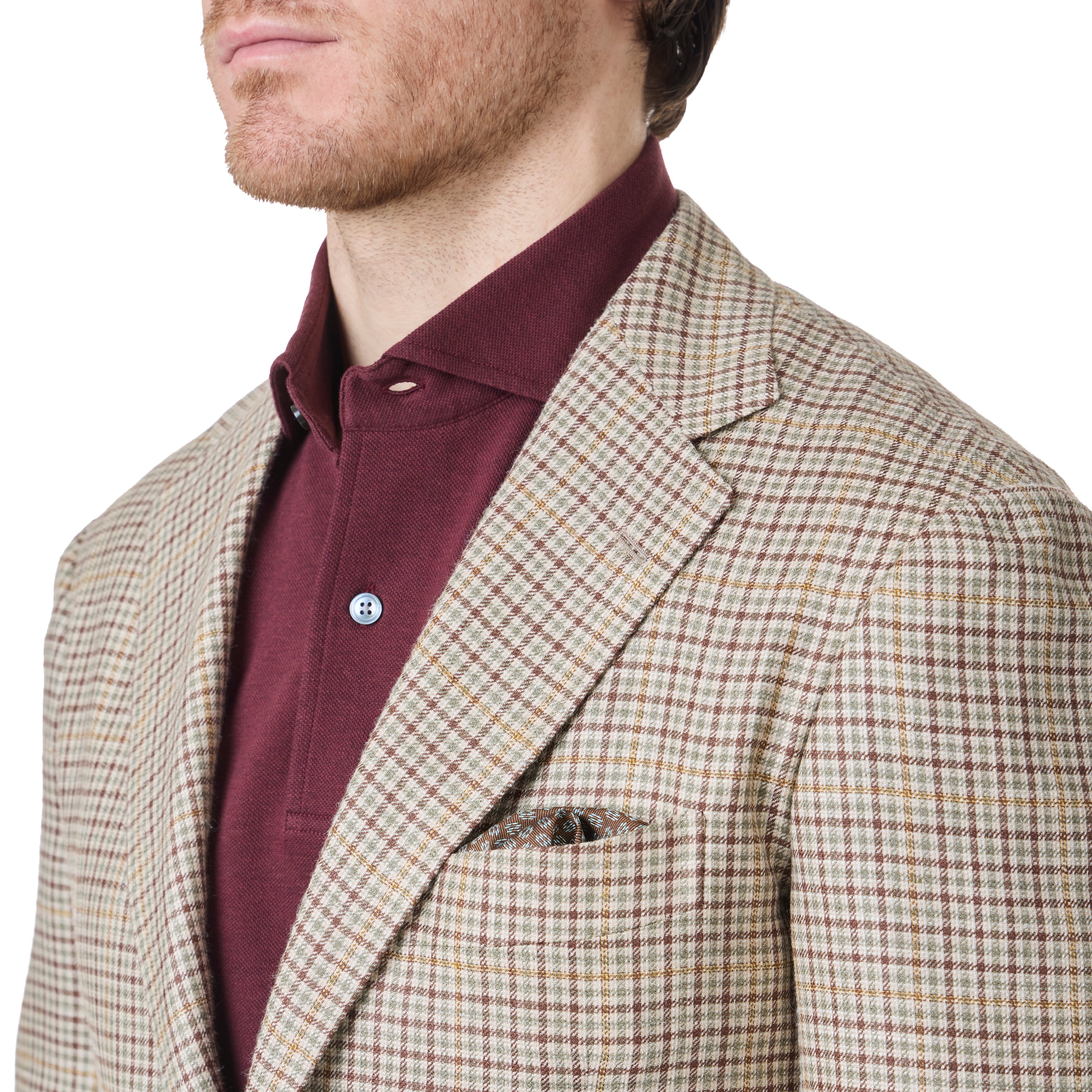 Wool/Silk/Linen Check Model 3 Sport Coat - The Armoury