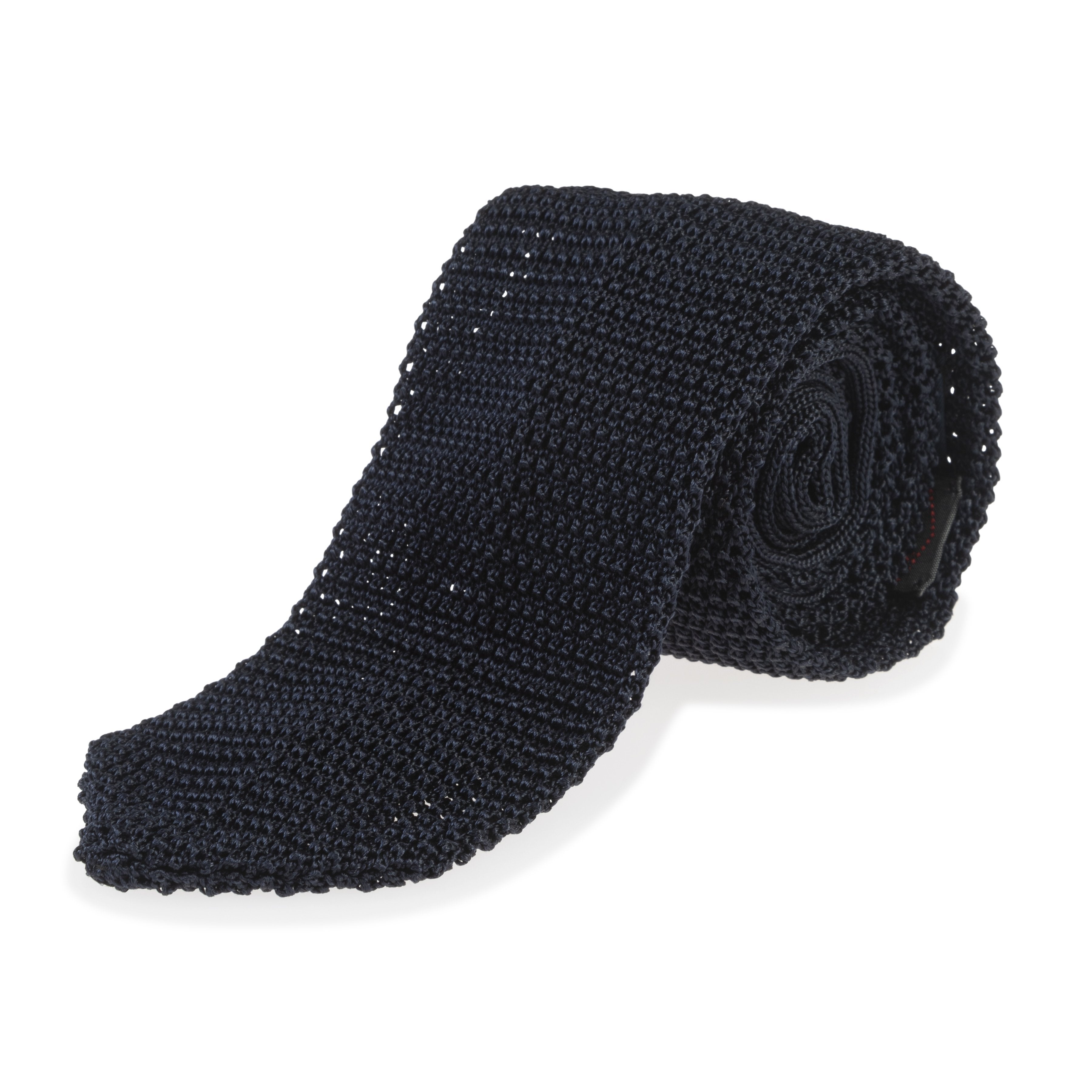 Knit Tie in Finest Solid Navy Silk - Fort Belvedere