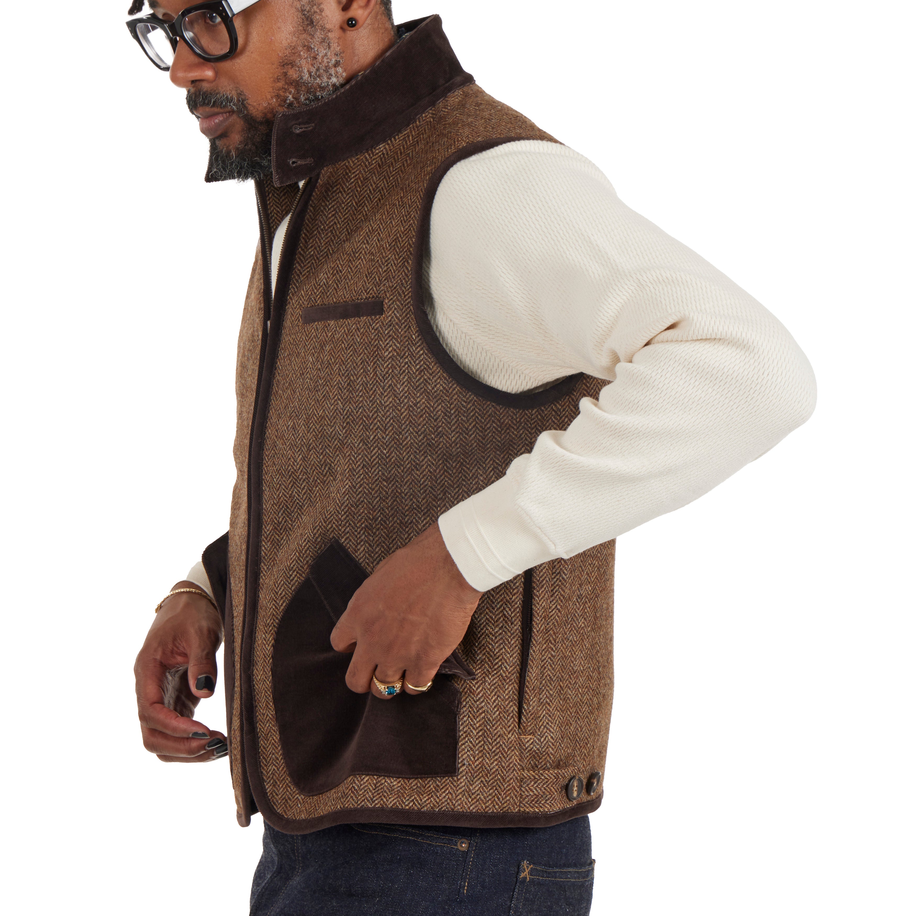 Wool Tweed Herringbone Calistoga Vest - The Armoury
