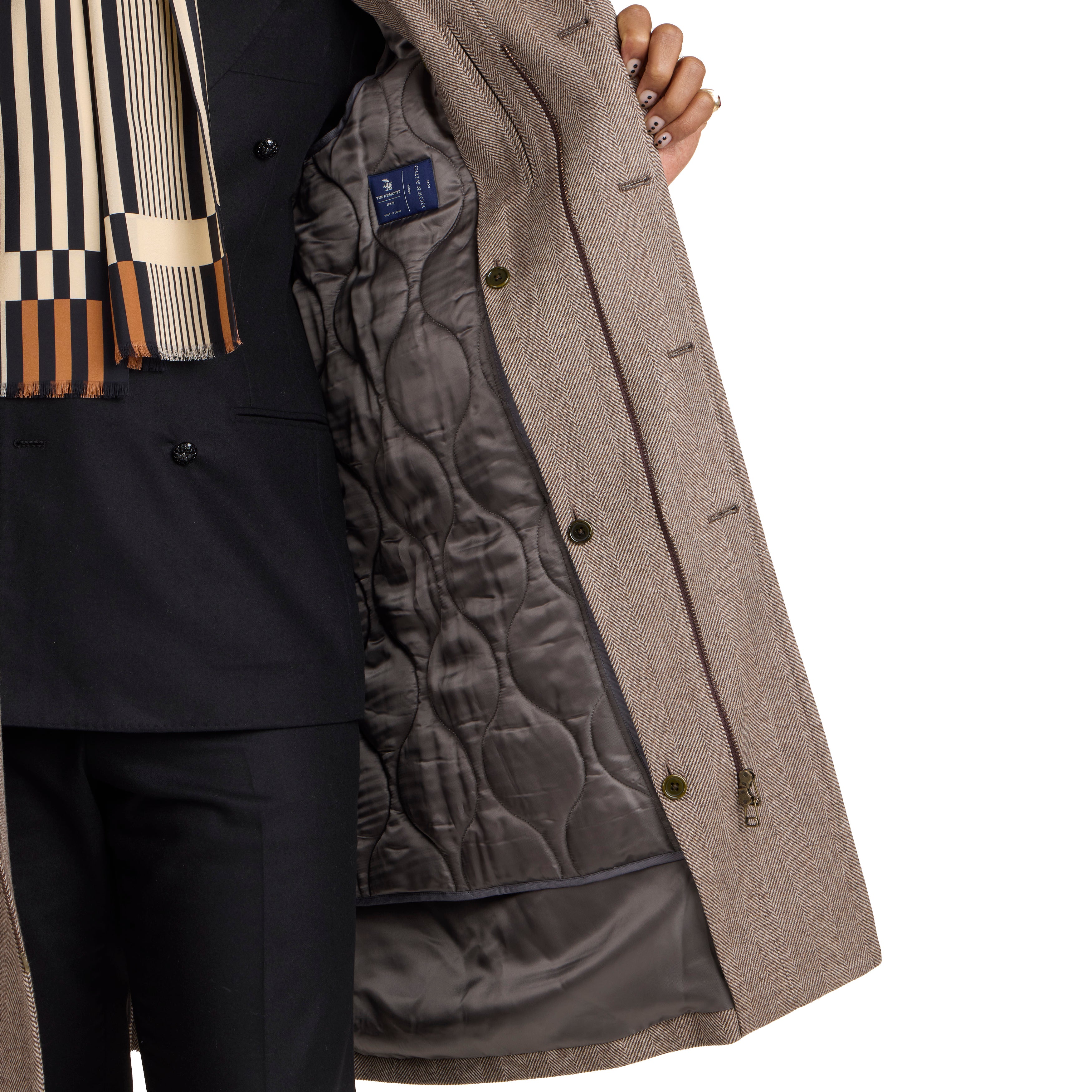 美品 柿乃葉 Ex Herringbone Wool Duffle Coat Wool Herringbone Hokkaido Coat - The Armoury