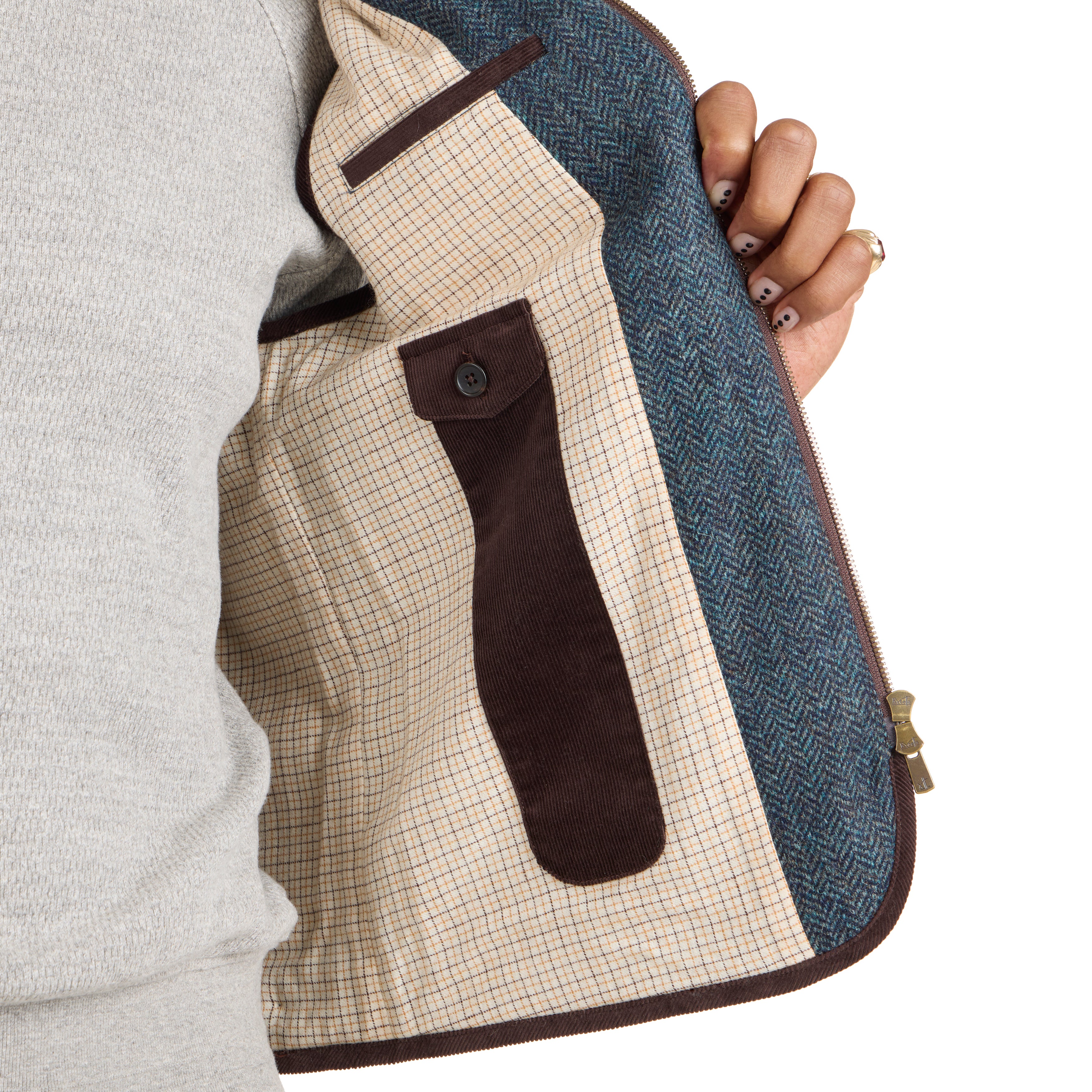 pois Tweed vest 【blue】【完売品】 pois Tweed vest 【blue】【完売品】 Ladies Tweed Scooped Pocket