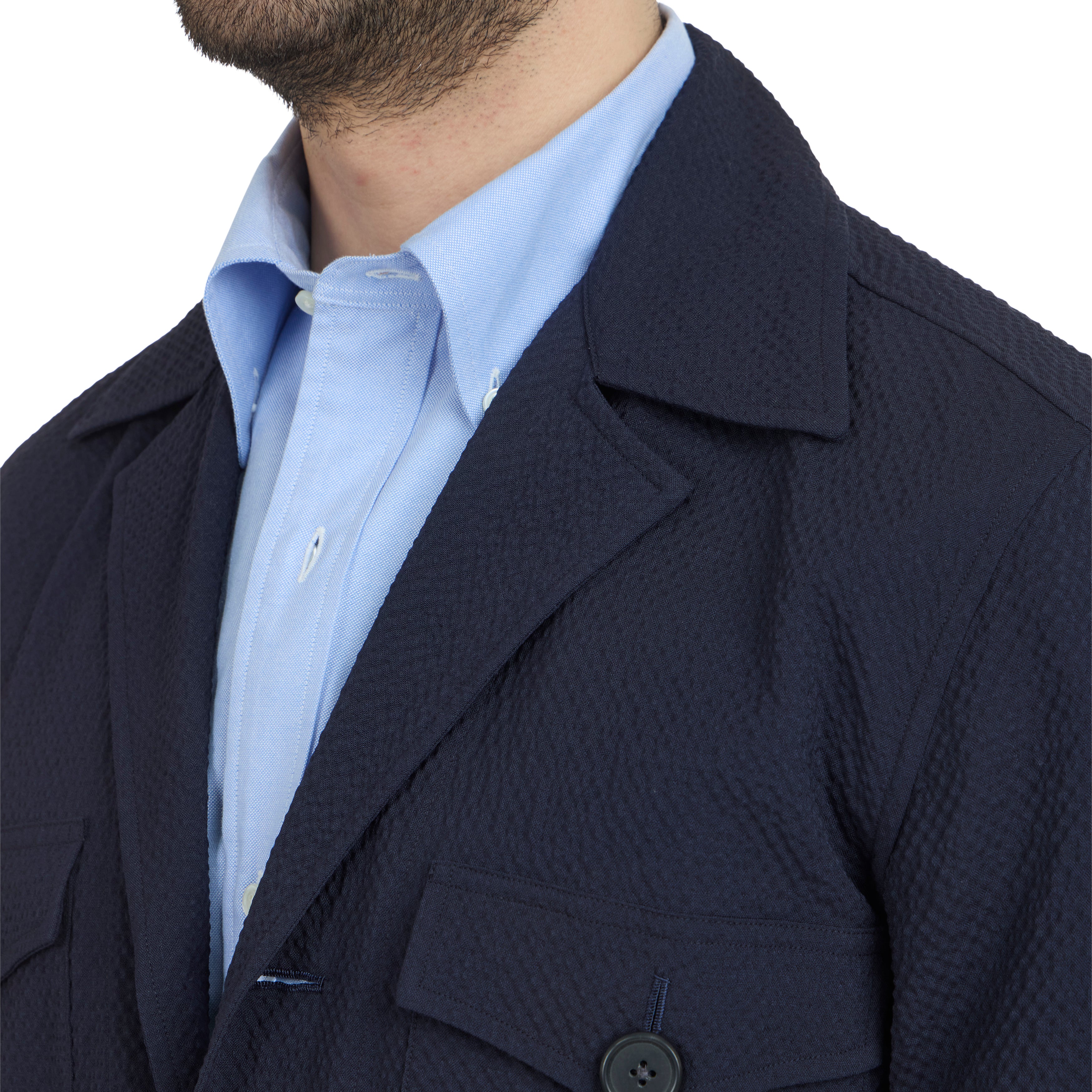 【BAON】[BAONHOUSE] Sugar hood safari jacket Wool Seersucker Safari Jacket II - The Armoury