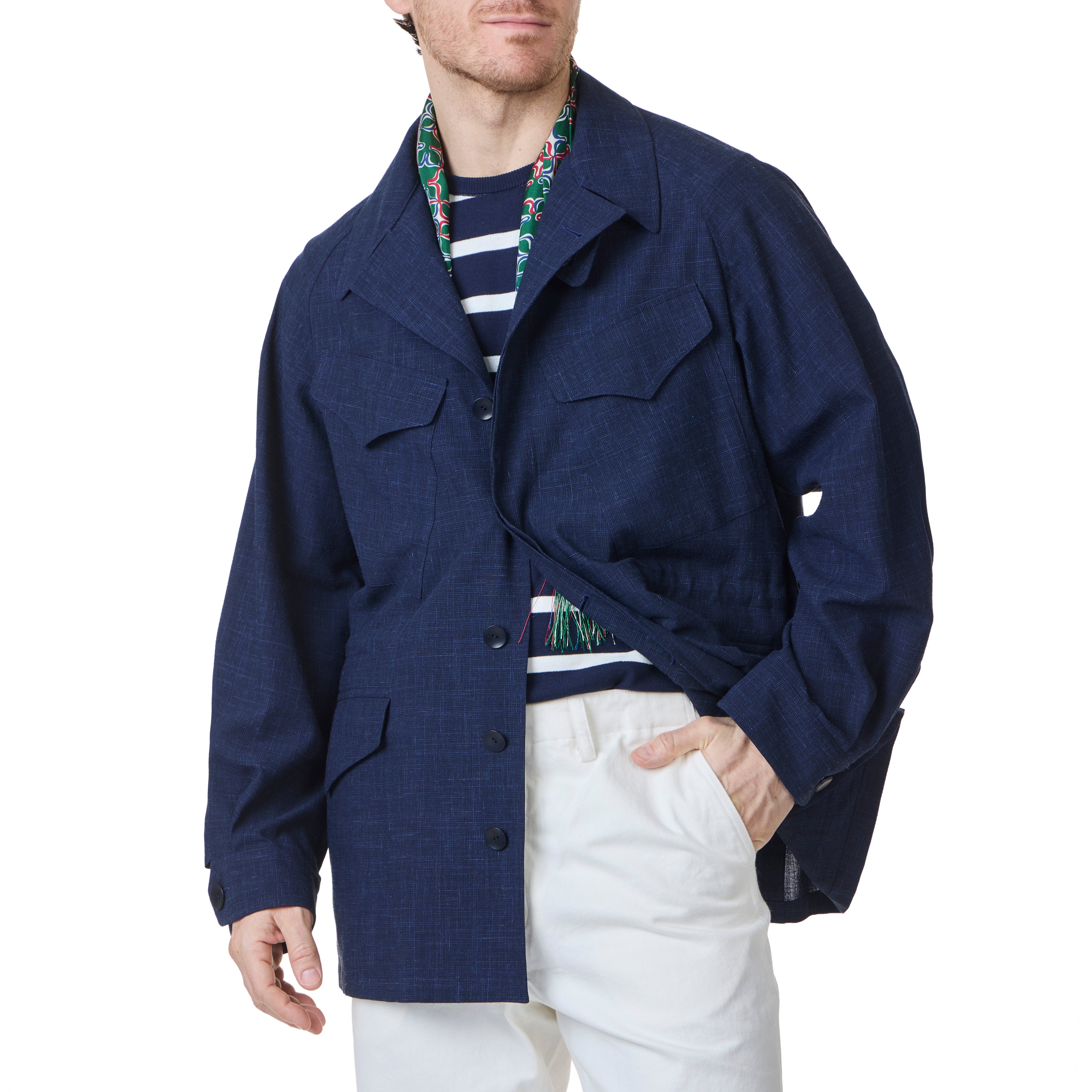 Robert Wool/Linen/Mohair Ripple Textured Field Jacket - The Armoury