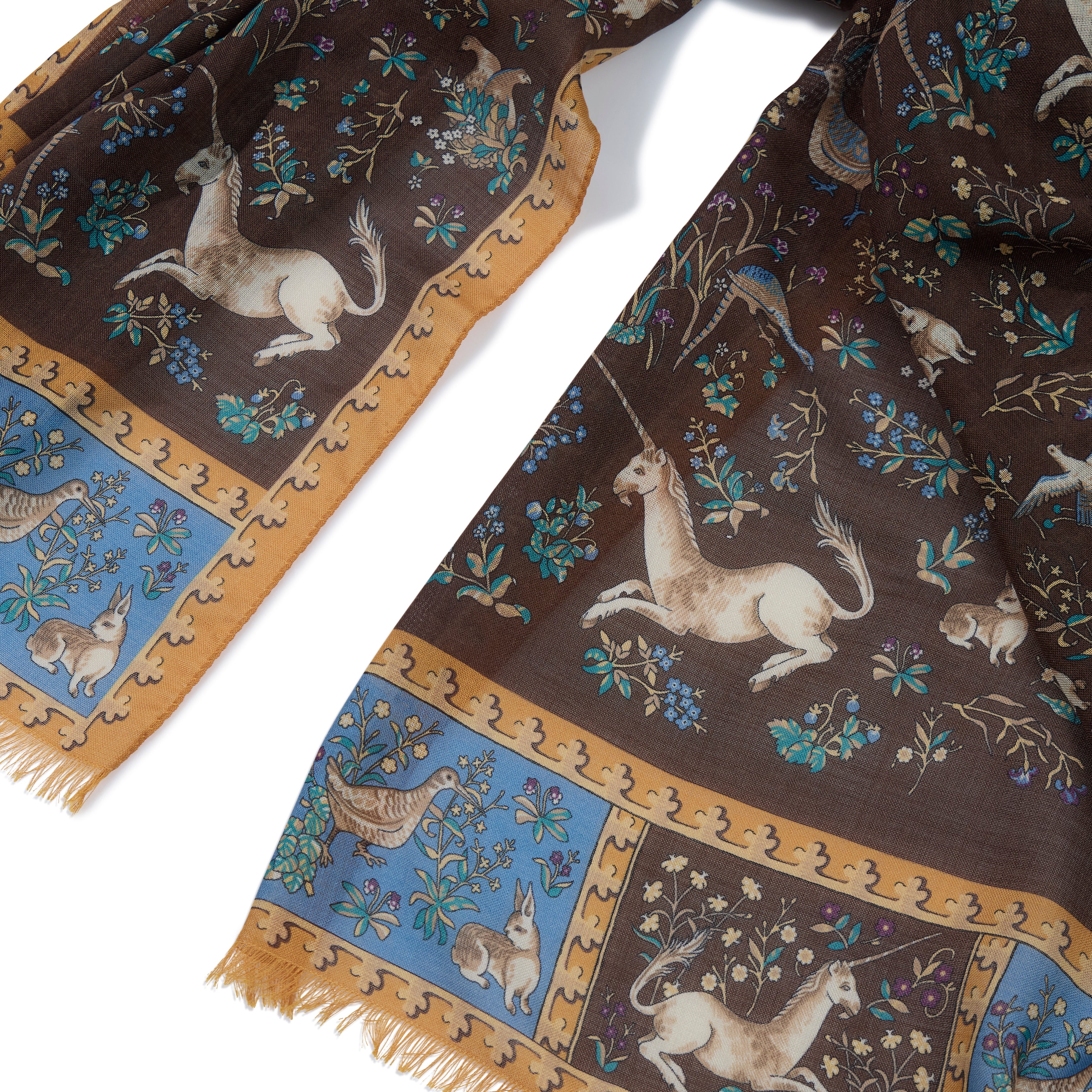 Wool/Silk Unicorn Print Scarf - The Armoury