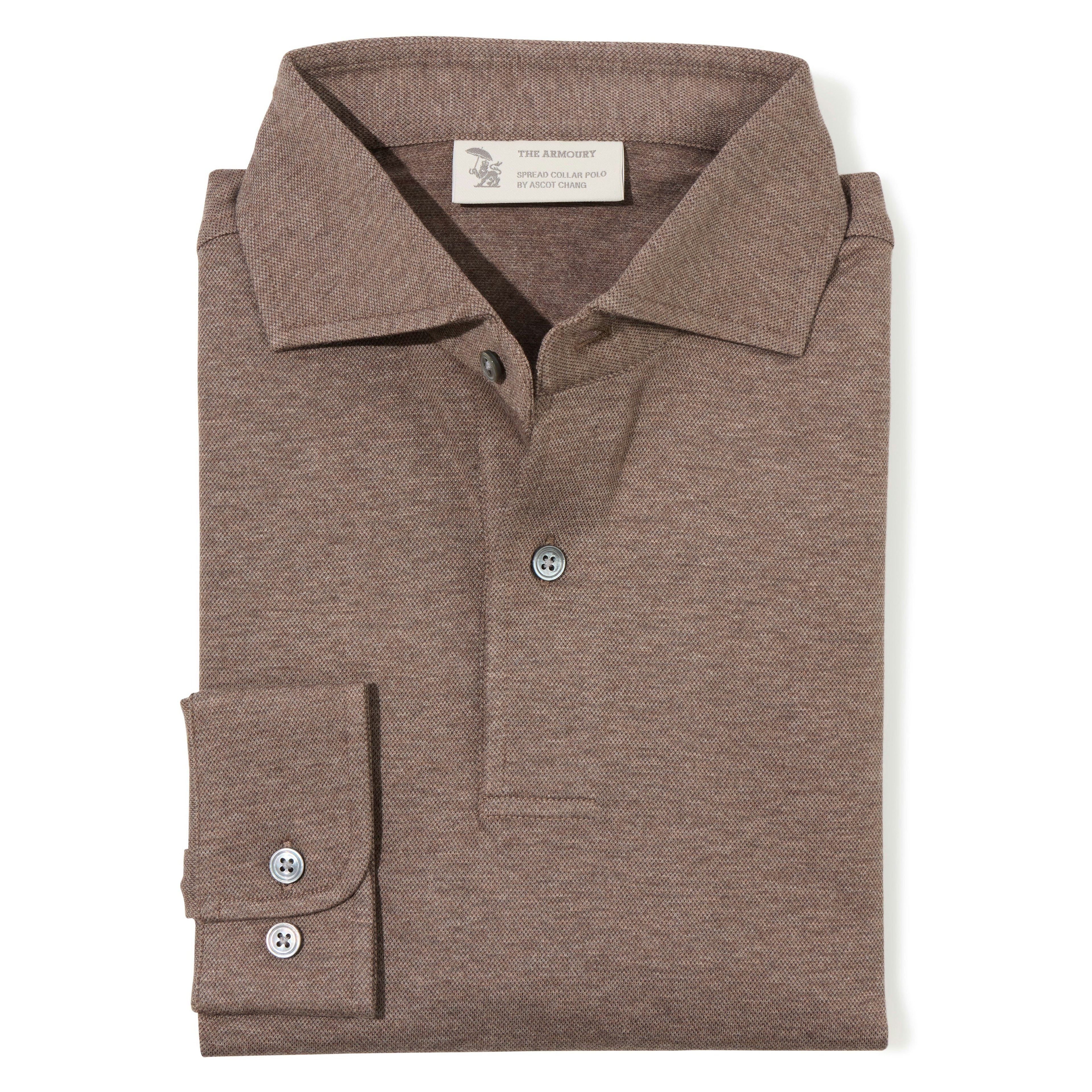 Cotton/Cashmere Long-sleeve Spread Collar Polo The Armoury