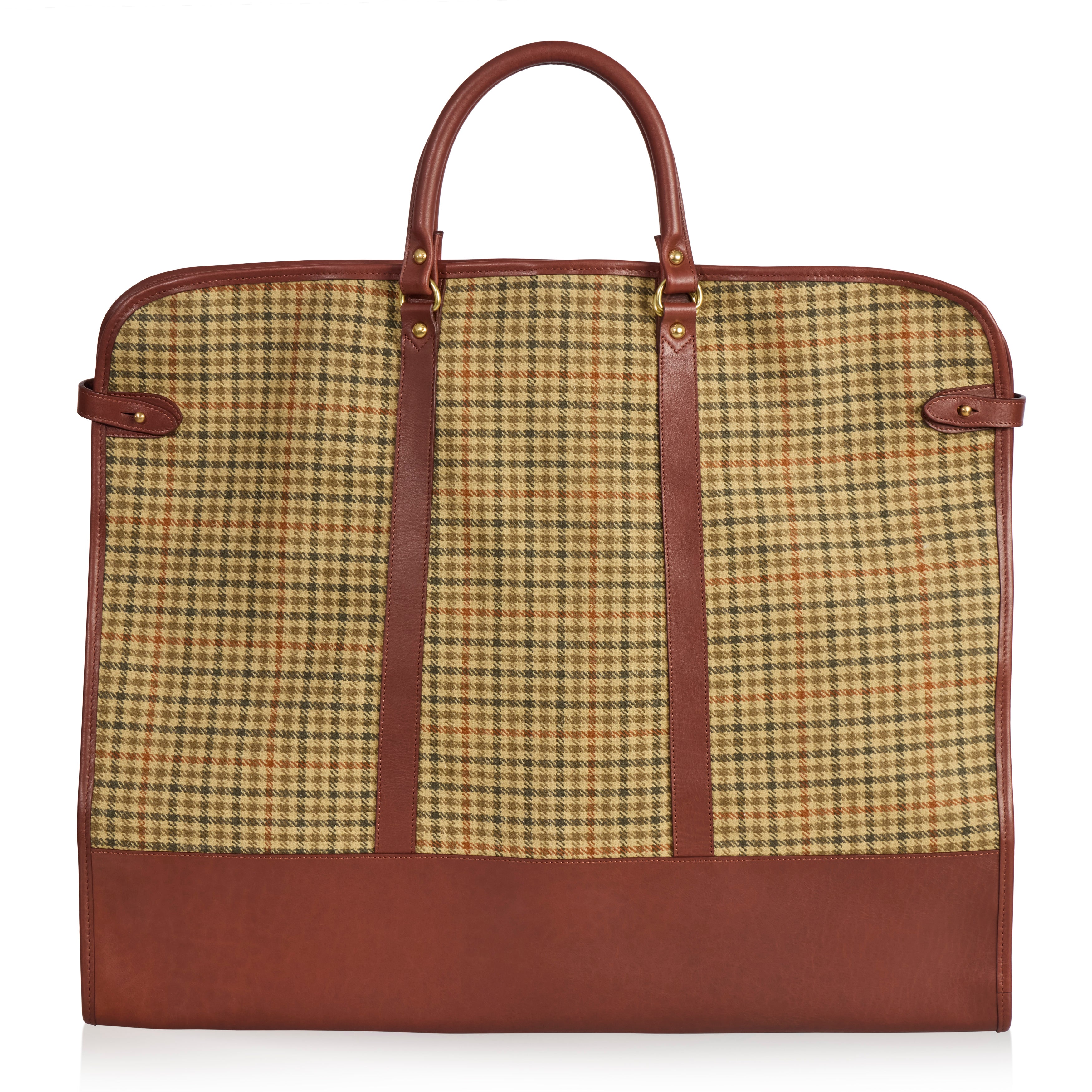 Tweed and Leather Garment Bag With Shoulder Strap