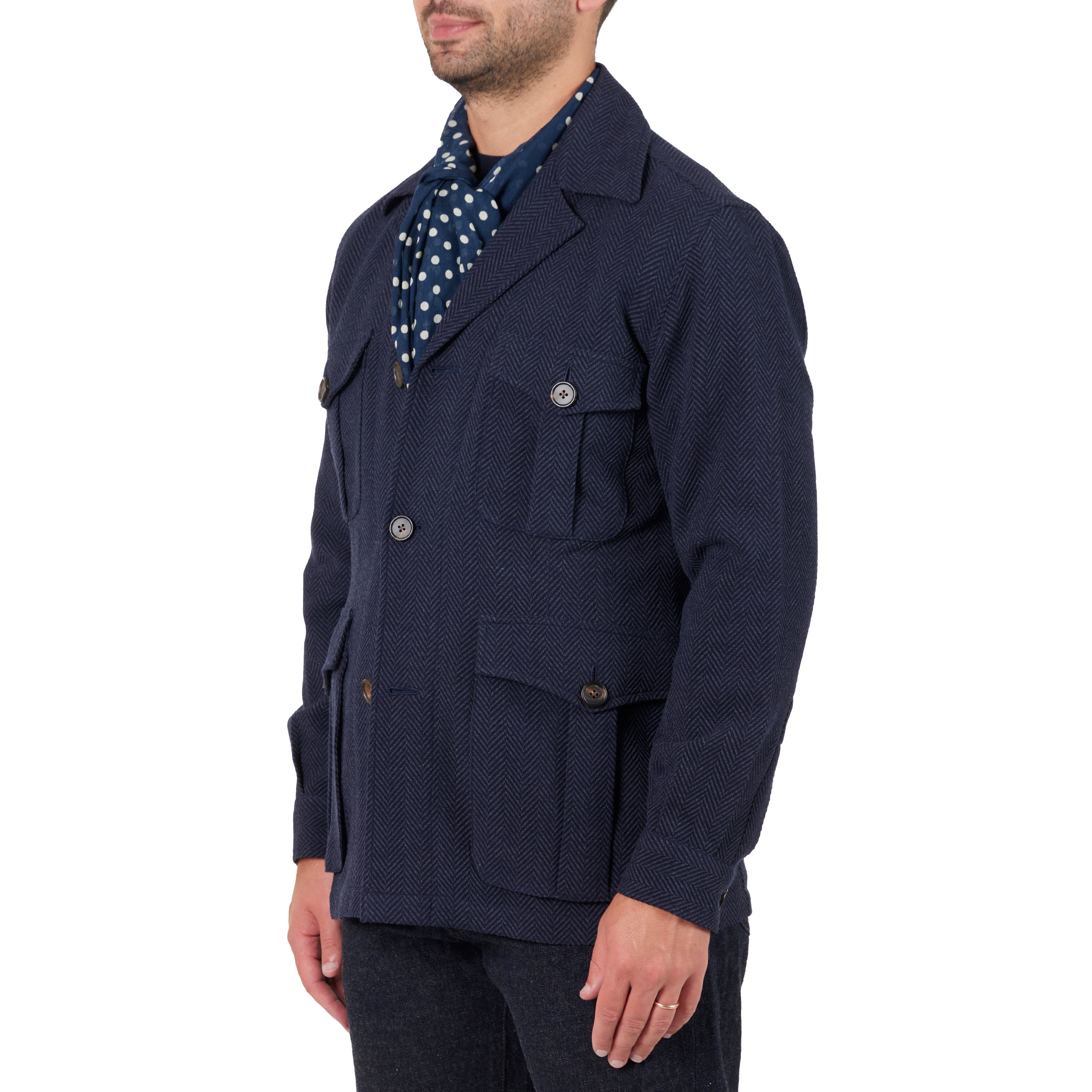 Wool Seersucker Herringbone Safari Jacket II - The Armoury