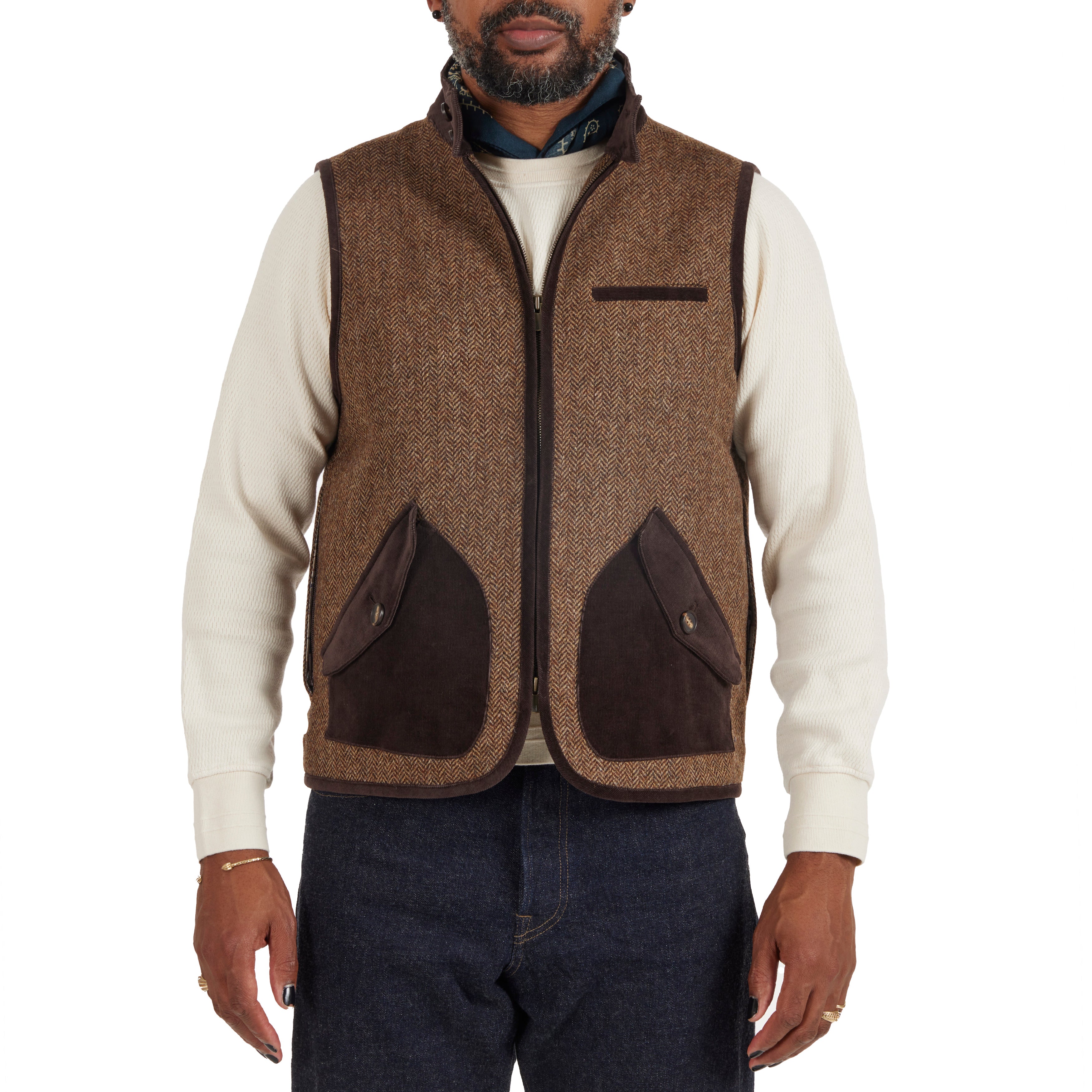 Wool Tweed Herringbone Calistoga Vest