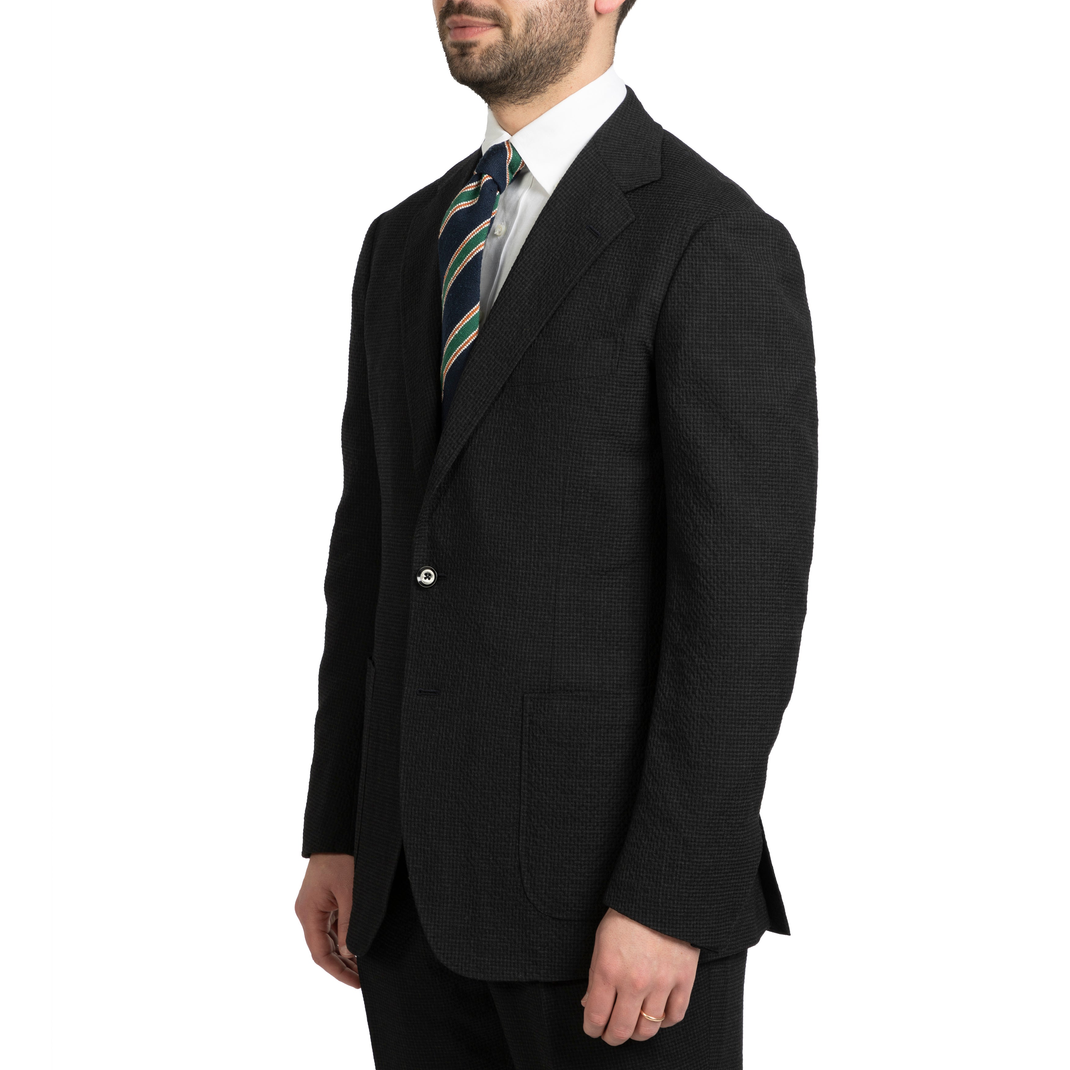 Wool Blend Seersucker Model 3B Suit