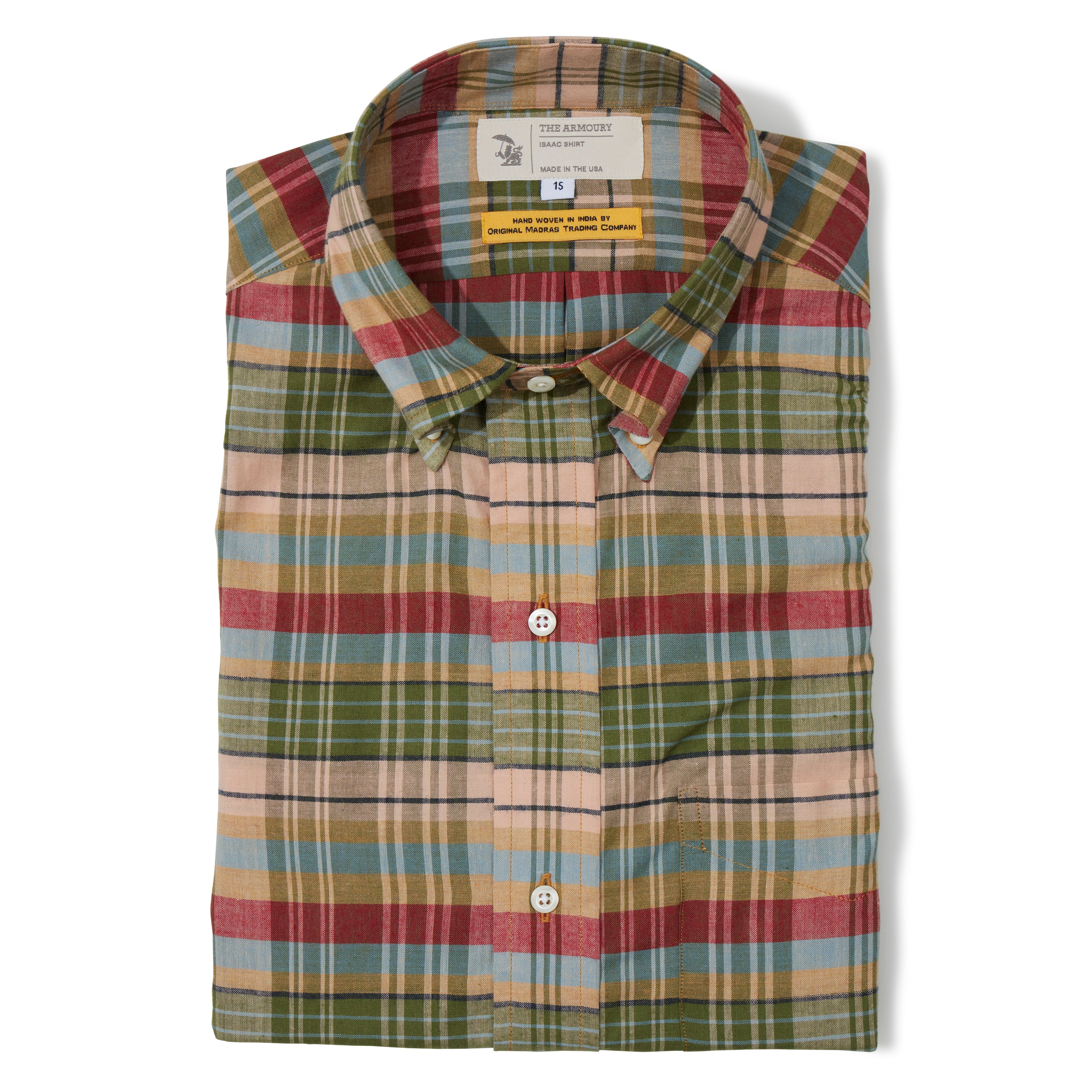 Cotton Madras Plaid Button-down Isaac Shirt