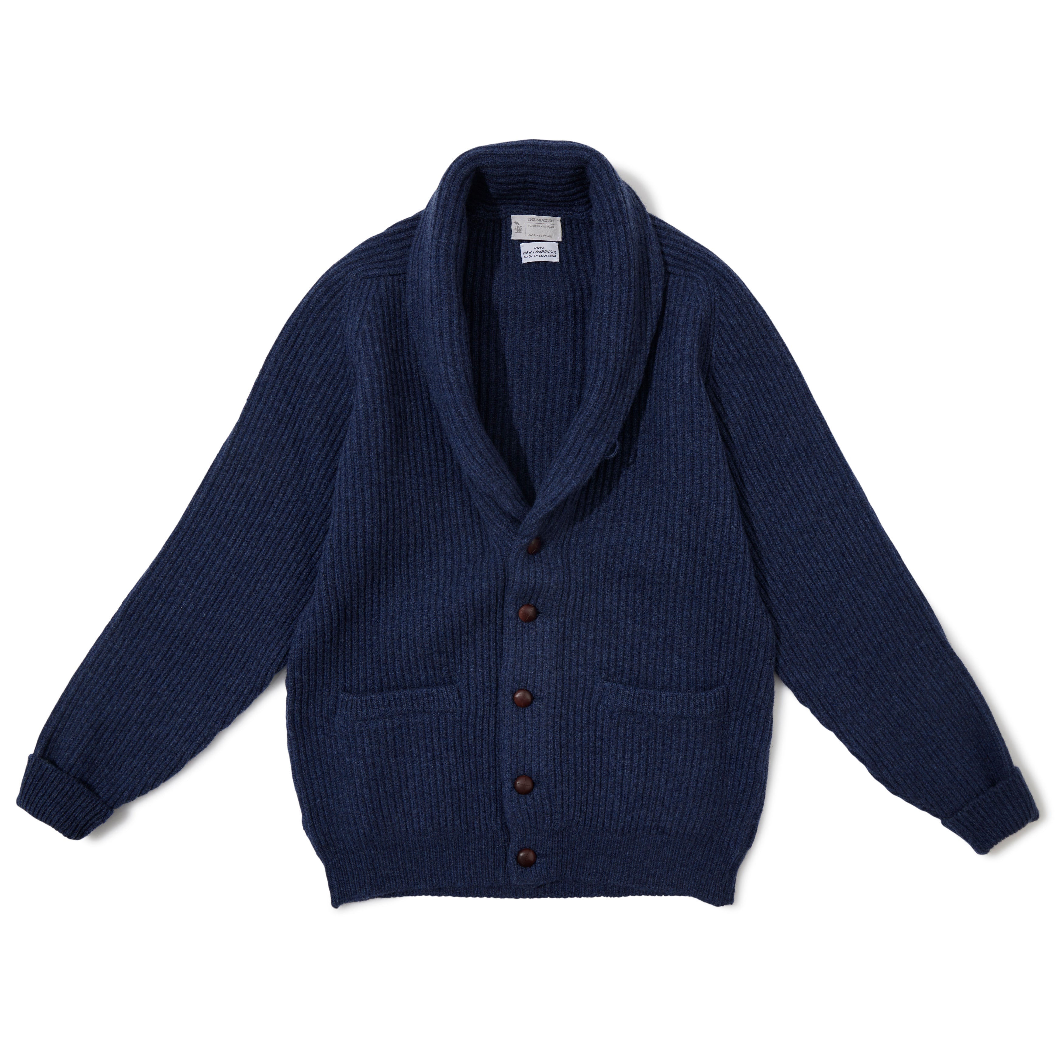 4-ply Lambswool Shawl-collar Cardigan