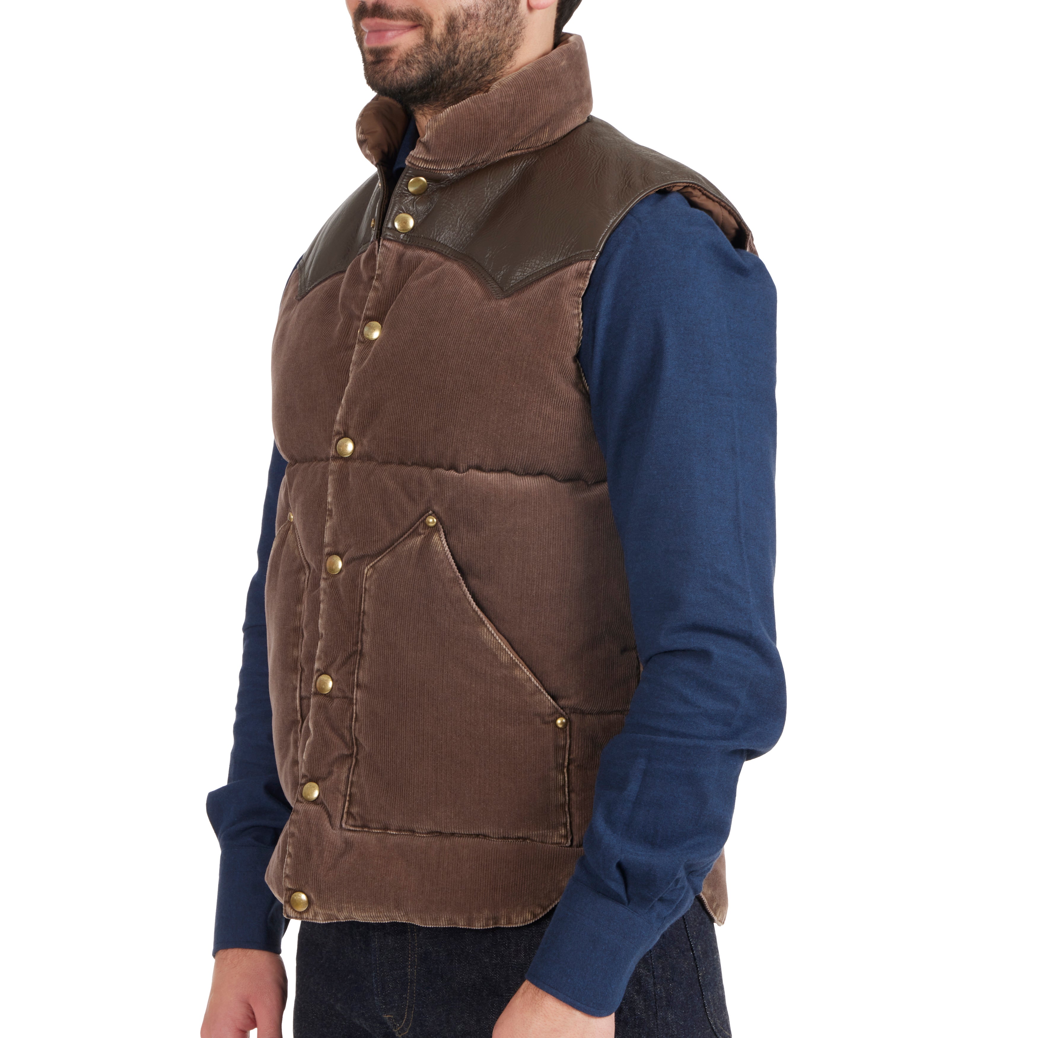 ジャケット・アウター rocky mountain leatheryoke goosedownvest Rocky Mountain Featherbed Leather Yoke Down Vest/36/Cotton