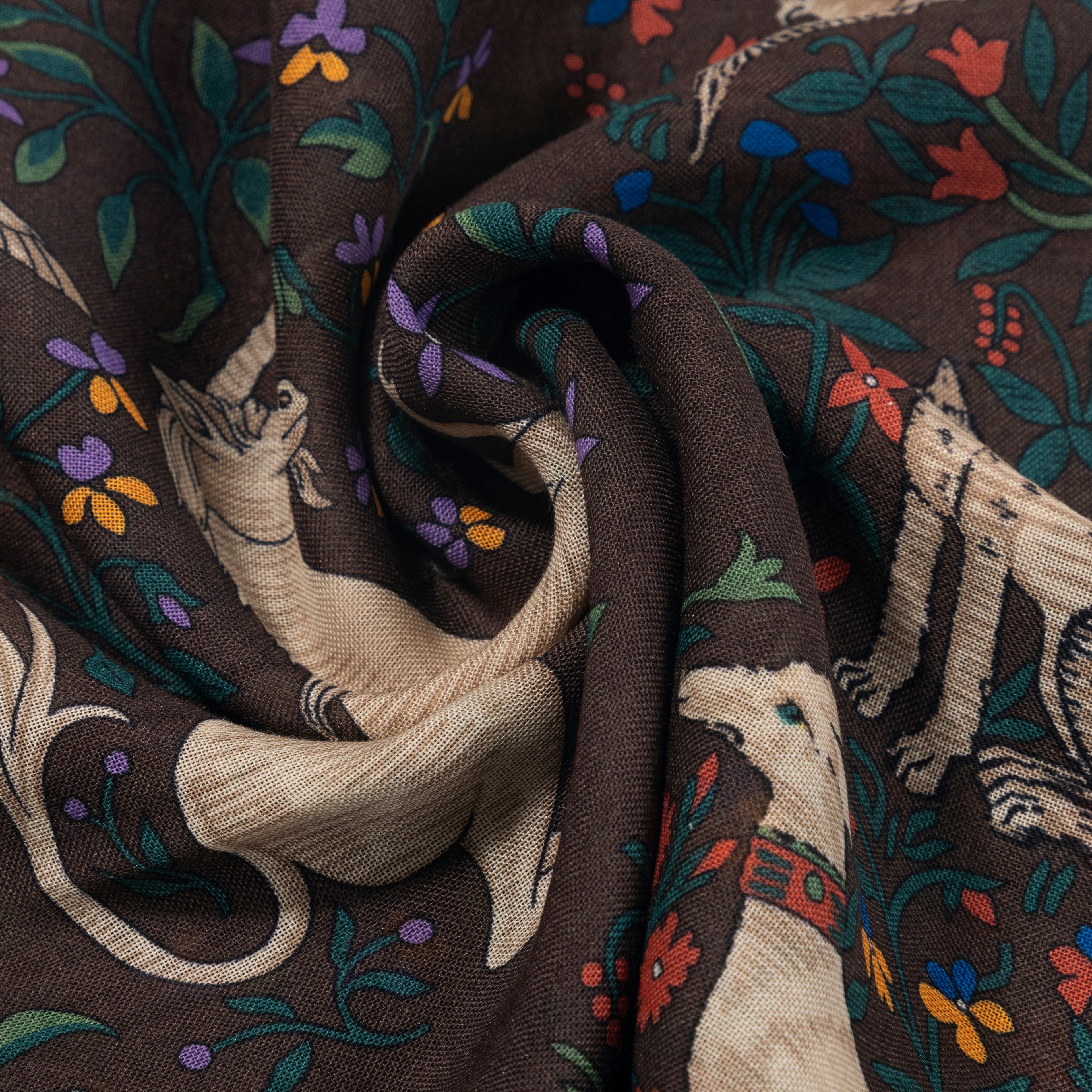 Black Unicorn Print Wool-Silk Square Scarf – Drakes US
