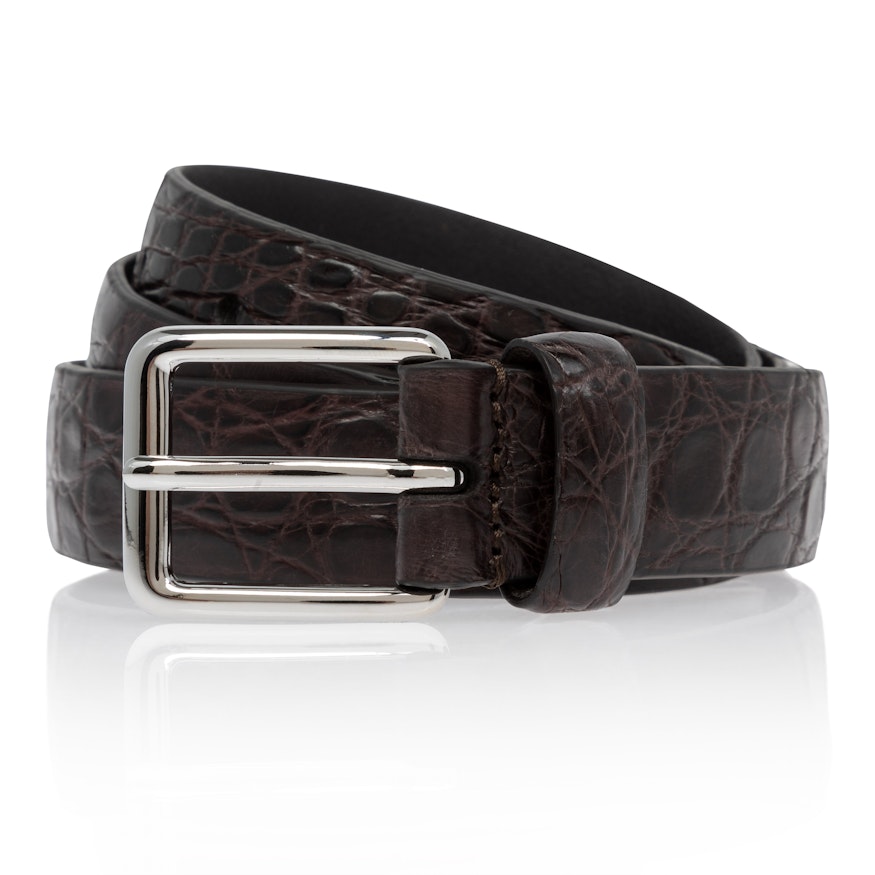 Simonnot Godard Black Nubuck Crocodile Belt