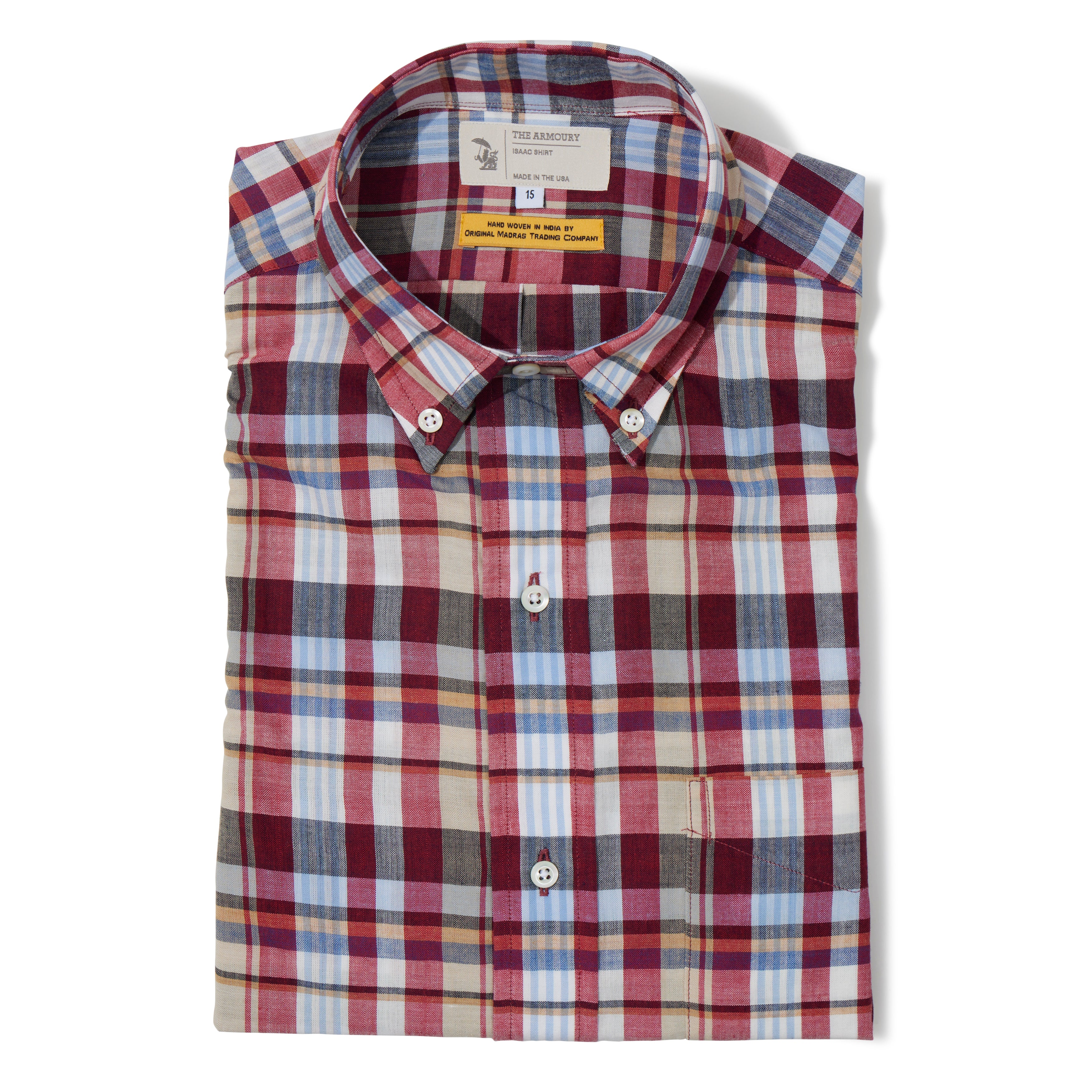 Cotton Madras Plaid Button-down Isaac Shirt