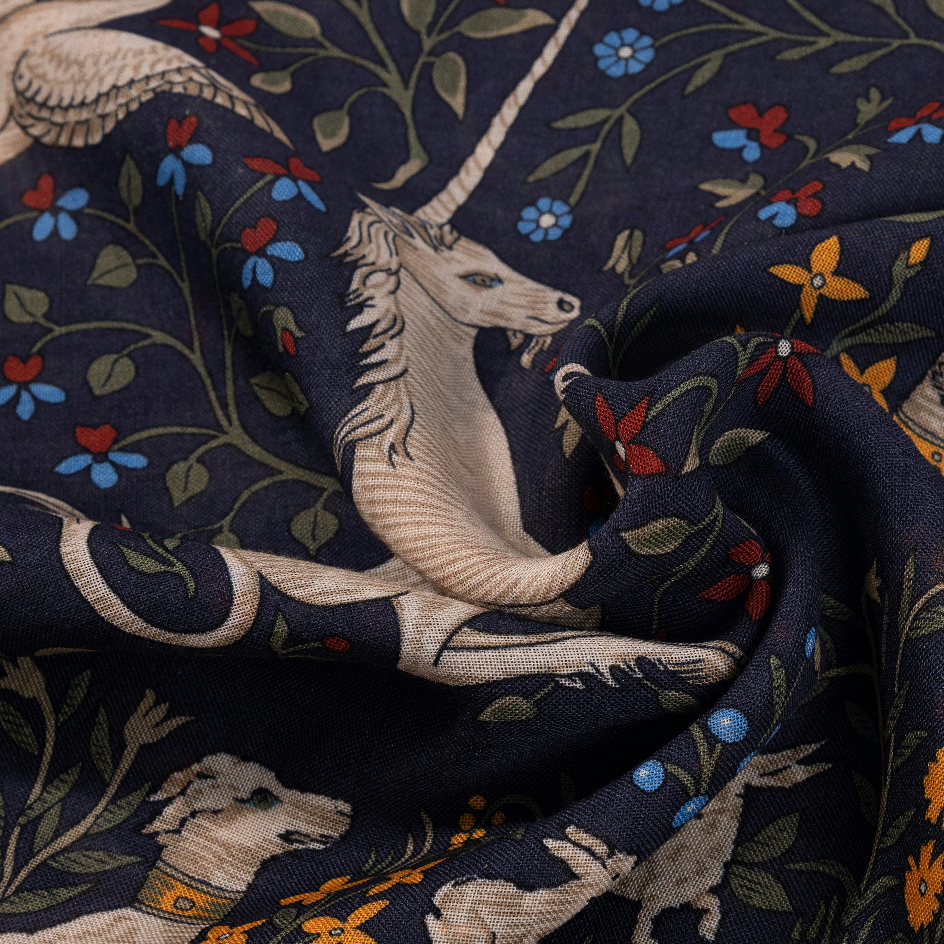 Black Unicorn Print Wool-Silk Square Scarf – Drakes US