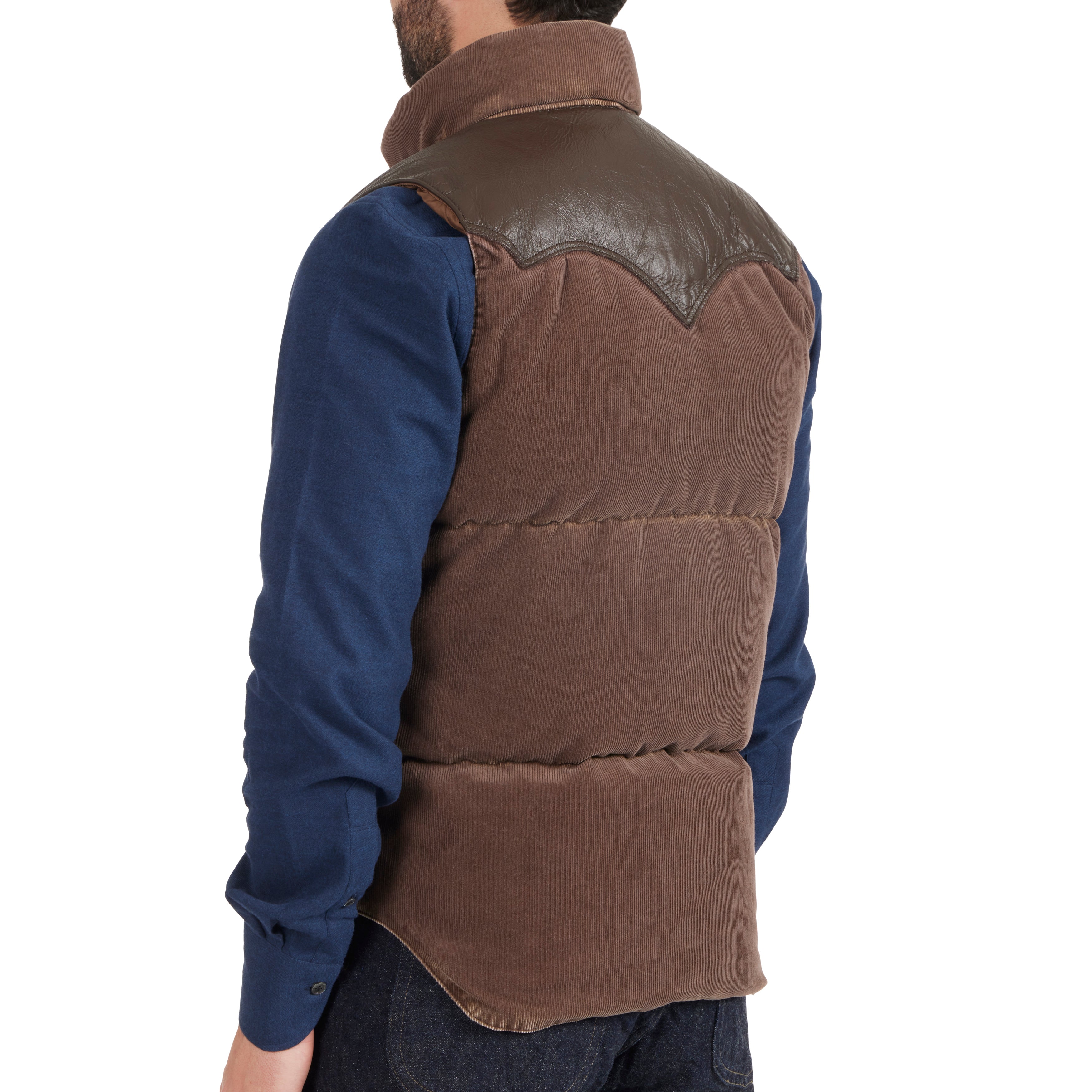 Corduroy/Leather Down Vest - The Armoury