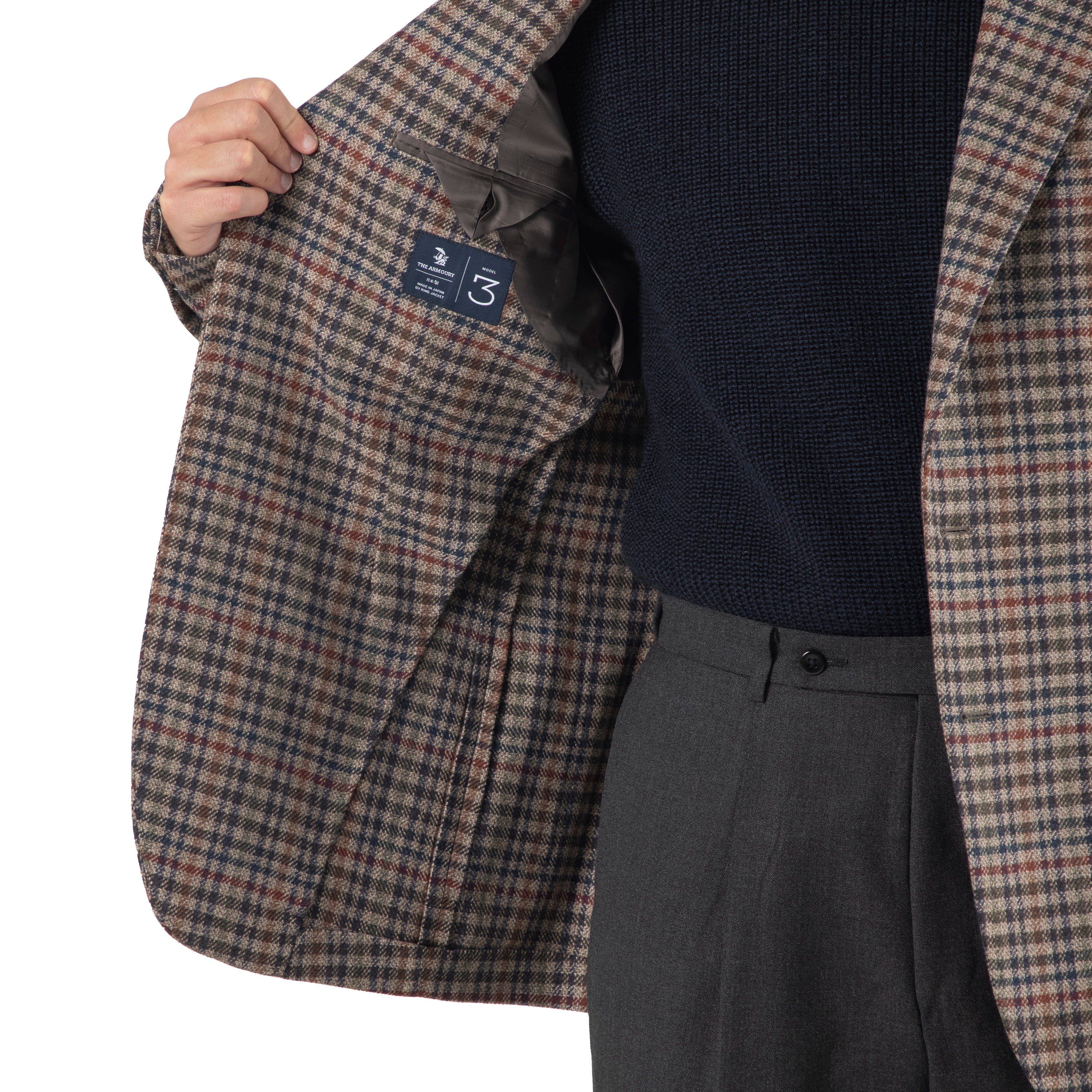 Wool/Cashmere Check Model 3 Sport Coat