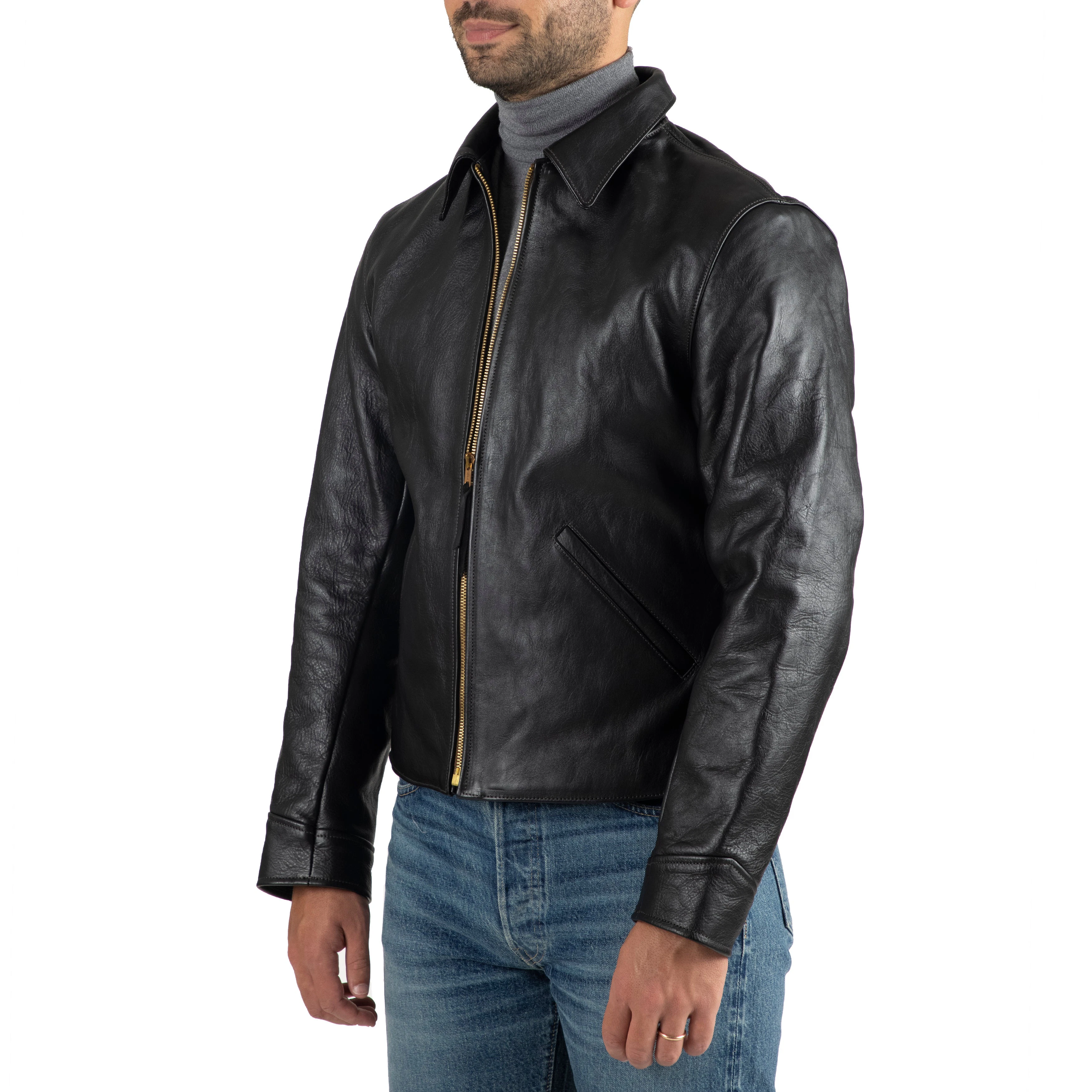 Horsehide Leather Cafe Racer Jacket - The Armoury
