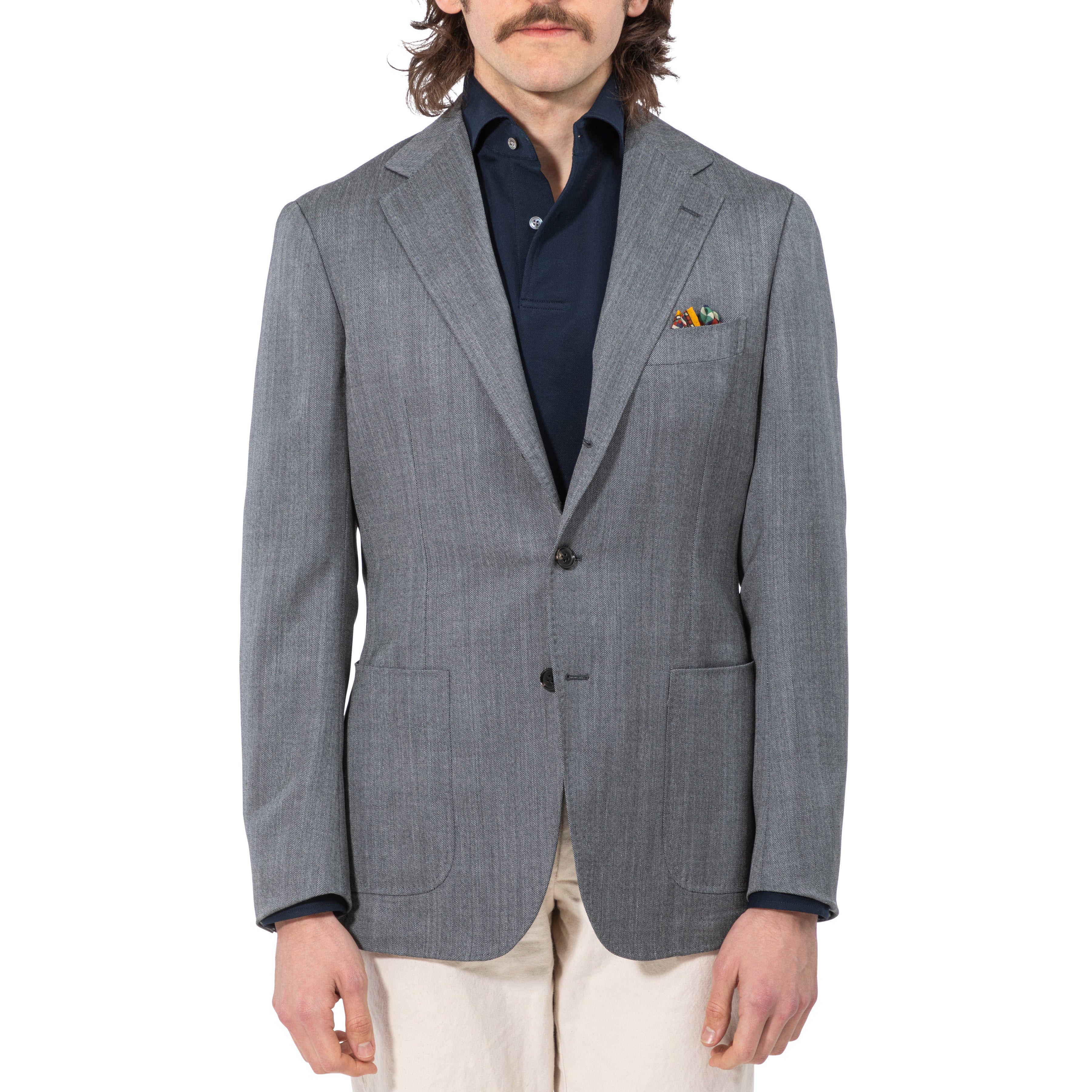 Wool/Silk/Linen Herringbone Model 3 Sport Coat