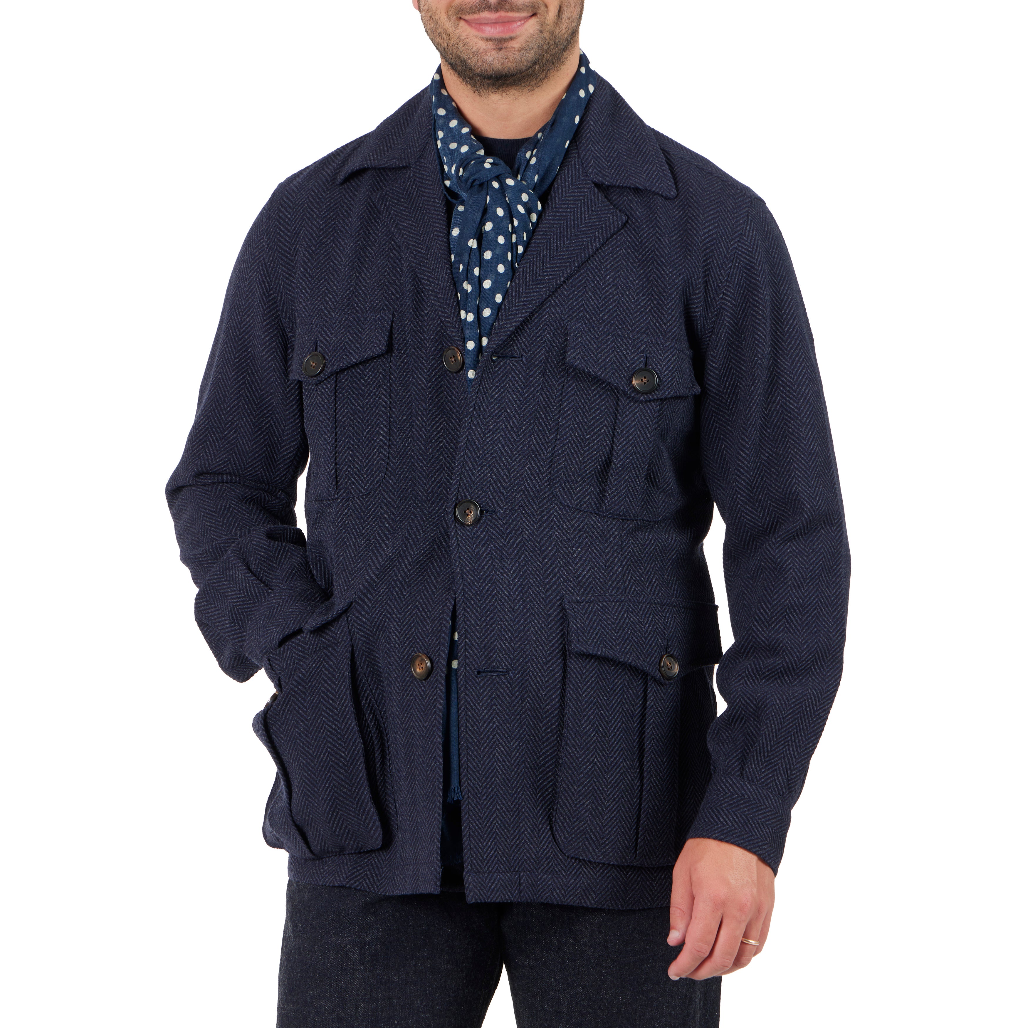 Navy safari jacket best sale